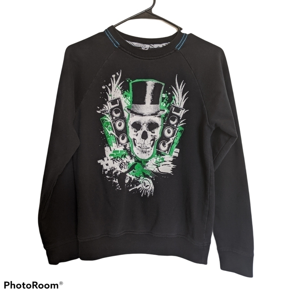 Shaun White skull boys Crew Neck Black sweatshirt 12/14